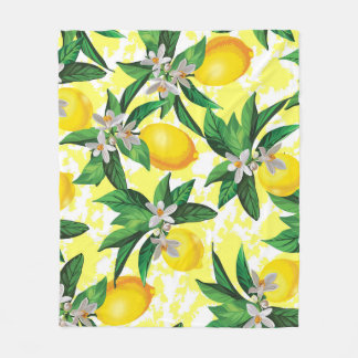Citroenfantasie: Creatief bloemenpatroon Fleece Deken
