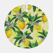 Citroenfantasie: Creatief bloemenpatroon Glas Ornament (Achterkant)