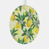 Citroenfantasie: Creatief bloemenpatroon Glas Ornament (Voorkant Rechts)