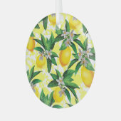 Citroenfantasie: Creatief bloemenpatroon Glas Ornament (Voorkant links)