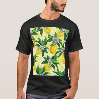 Citroenfantasie: Creatief bloemenpatroon T-shirt