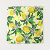 Citroenfantasie: Creatief bloemenpatroon Wandkleed (Voorkant (horizontaal))