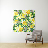 Citroenfantasie: Creatief bloemenpatroon Wandkleed (In Situ (horizontaal))