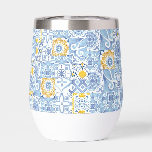 Citroenfruit, blauw tegel collage (Achterkant)