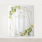 Citroenfruit Gouden Frame Heilige Communie Achterg Wandkleed (Voorkant)