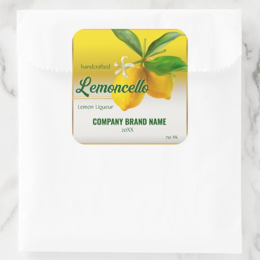 Citroenfruit Limoncello Vierkante Sticker (Tas)