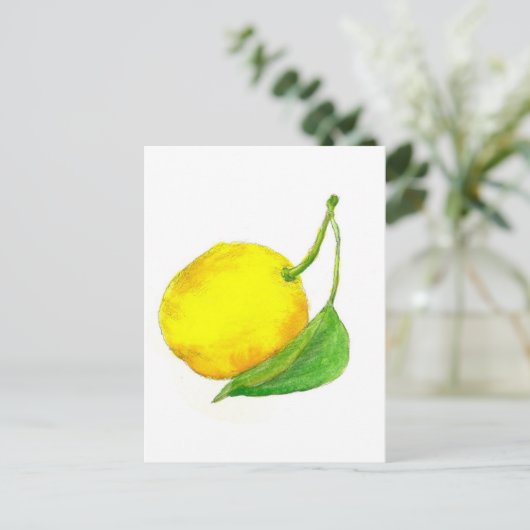 Citroenfruit Waterverf Art Painting Yellow Citrus Briefkaart (Staand voorkant)