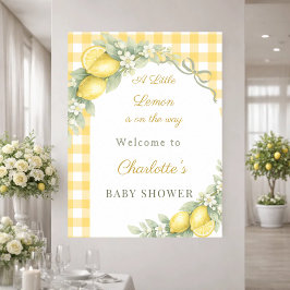 Citroengeblokte strik welkom Baby Shower Poster