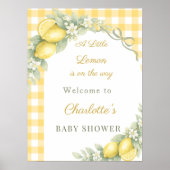 Citroengeblokte strik welkom Baby Shower Poster (Voorkant)