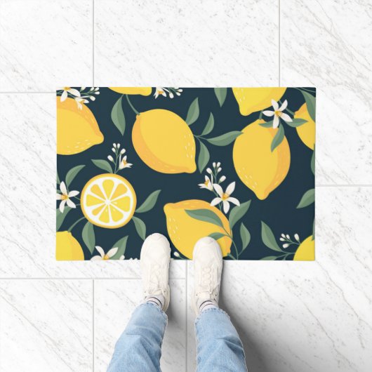 Citroengeel bladpatroon deurmat (Binnen)