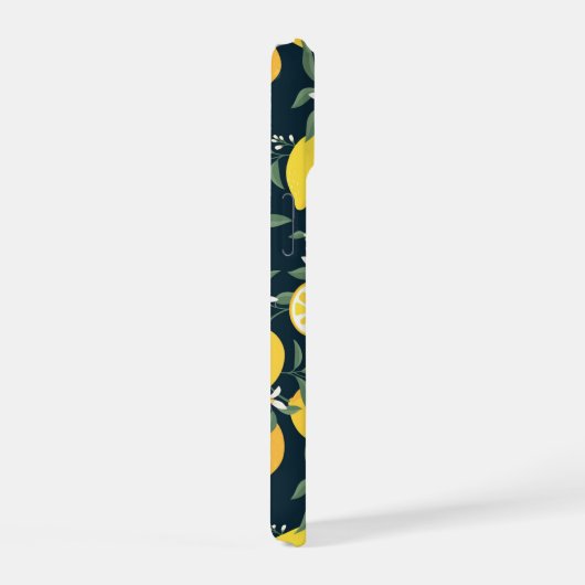 Citroengeel bladpatroon iPhone 15 case (Rechterkant)