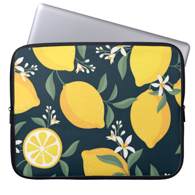Citroengeel bladpatroon laptop sleeve (Voorkant)