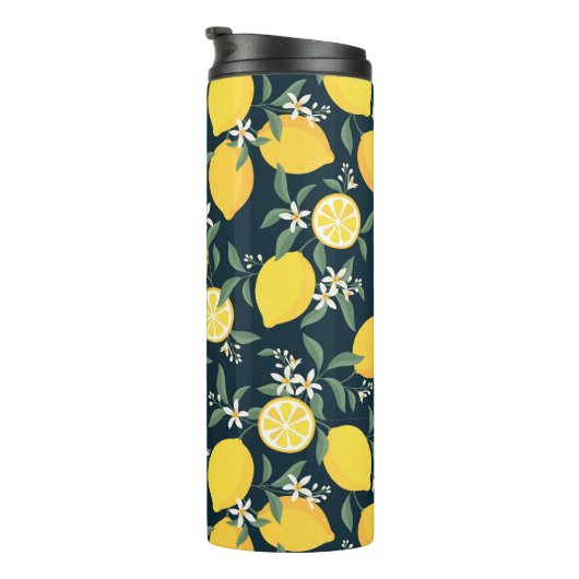 Citroengeel bladpatroon thermosbeker (Geroteerd rechts)