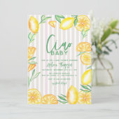 Citroengeel Citrus Retro Modern Baby shower Kaart (Staand voorkant)