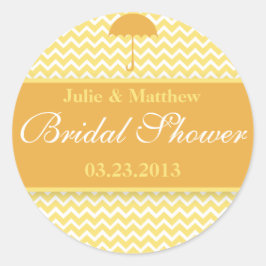 Citroengeel Classy Chevron Vrijgezellenfeest Stick Ronde Sticker