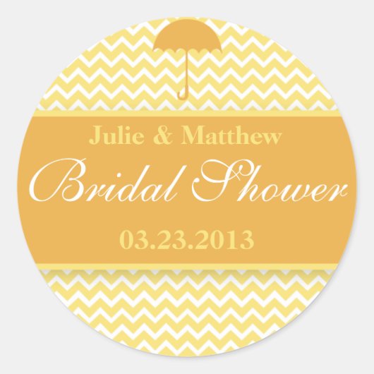 Citroengeel Classy Chevron Vrijgezellenfeest Stick Ronde Sticker (Voorkant)