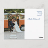 Citroengeel en marineblauw Trouw Huwelijks Dankjew Briefkaart (Achterkant)