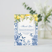 Citroengeel en marineblauw Trouw Trouwkaart Dankje Briefkaart (Staand voorkant)