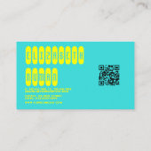 Citroengeel en turquoise typografie QR-code Visitekaartje (Achterkant)