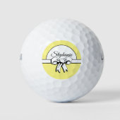 Citroengeel en witte boog gepersonaliseerde golfba golfballen (Voorkant)