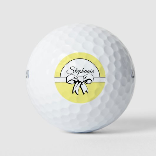 Citroengeel en witte boog gepersonaliseerde golfba golfballen (Voorkant)