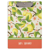 Citroengeel Gepersonaliseerde Naam Bloemenleraar Klembord (Voorkant)