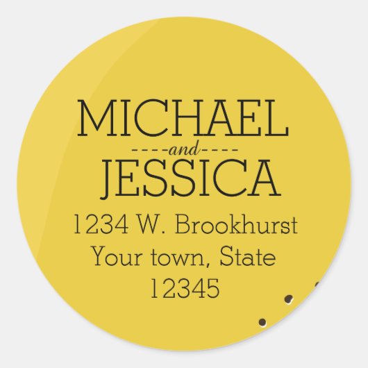 Citroengeel Gepersonaliseerde naam en adres Ronde Sticker (Voorkant)