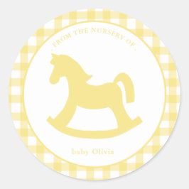 Citroengeel Gingham geslacht neutrale envelop seal Ronde Sticker