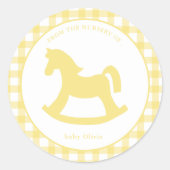 Citroengeel Gingham geslacht neutrale envelop seal Ronde Sticker (Voorkant)