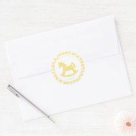 Citroengeel Gingham geslacht neutrale envelop seal Ronde Sticker