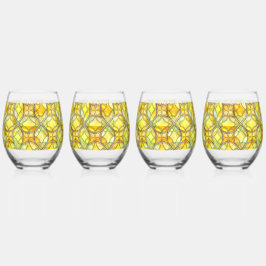 Citroengeel, glas in lood, mediterraan