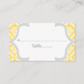 Citroengeel, grijs damast trouwplaatskaart plaatskaartje (Achterkant)