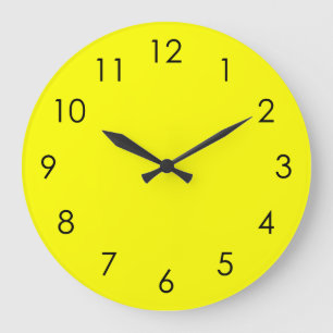 Citroengeel Grote Zwarte Clock Nummers Klok