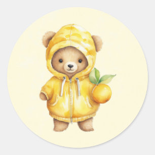 Citroengeel Leuk Teddybeer Baby shower Ronde Sticker