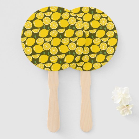 Citroengeel Modern Fun Schattige Handwaaier (Voorkant en achterkant)