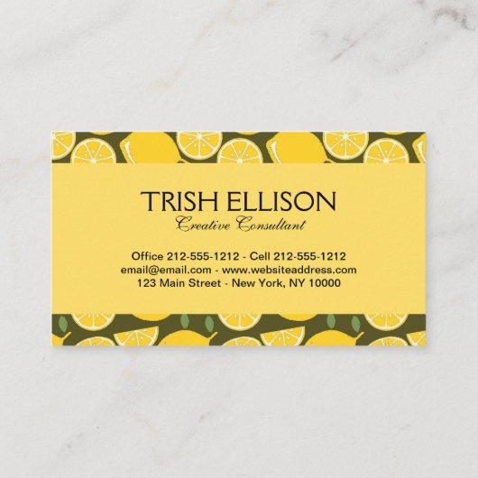 Citroengeel Modern Fun Schattige Visitekaartje (Achterkant)