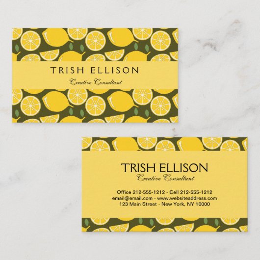 Citroengeel Modern Fun Schattige Visitekaartje (Voorkant / Achterkant)