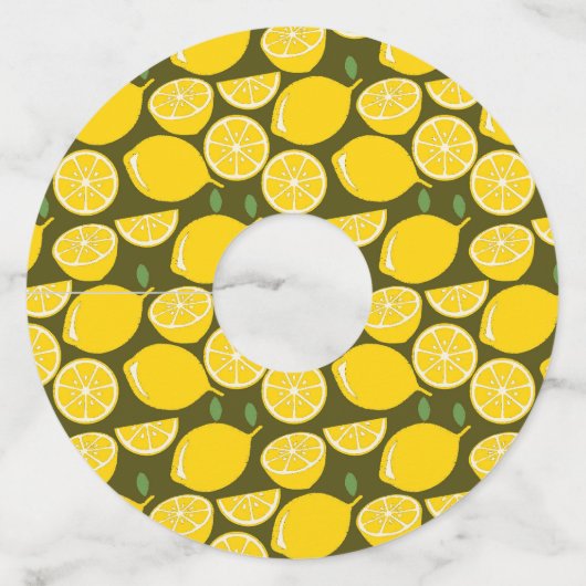 Citroengeel Modern Fun Schattige Wijnglaslabel (Voorkant)