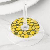 Citroengeel Modern Fun Schattige Wijnglaslabel (Dichtbij)