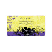 Citroengeel & Paarse Bloem Swirl Retouradres Etiket (Voorkant)