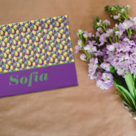 Citroengeel patroon aangepaste naam theedoek