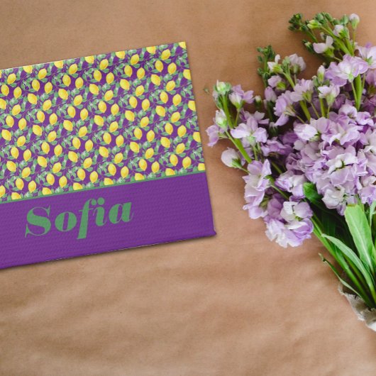 Citroengeel patroon aangepaste naam theedoek