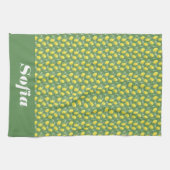 Citroengeel patroon aangepaste naam wit theedoek (Horizontaal)