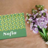 Citroengeel patroon aangepaste naam wit theedoek