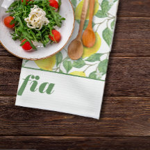 Citroengeel patroon aangepaste naam wit