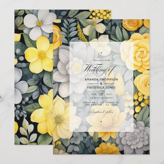 Citroengeel, stormachtig grijs en lichtgrijs bruil kaart (Voorkant / Achterkant)