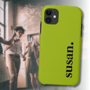 Citroengeel Zwart Modern Elegante Naam Case-Mate iPhone Case