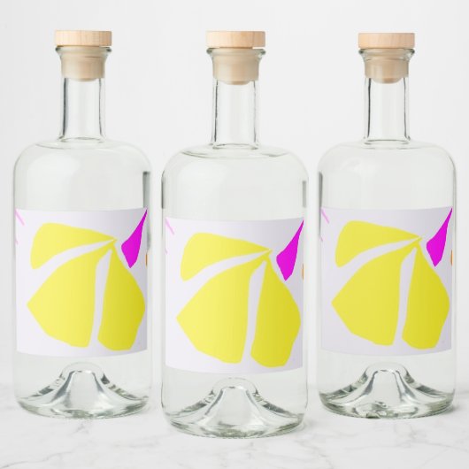 Citroengekleurde bloem likeurfles etiket (Flessen)