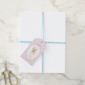 Citroengekleurde Meisje Baby Borrel Cadeaulabel (Met Touw)
