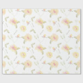Citroengele Aquarel Bloemen Bruidsdouche Cadeaupapier (Vlak)